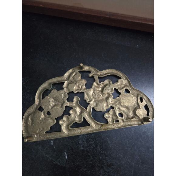 Pair of Harvin Brass Trivets 8.5" Floral Vine Design Vintage USA Mid-Century - Picture 7 of 9